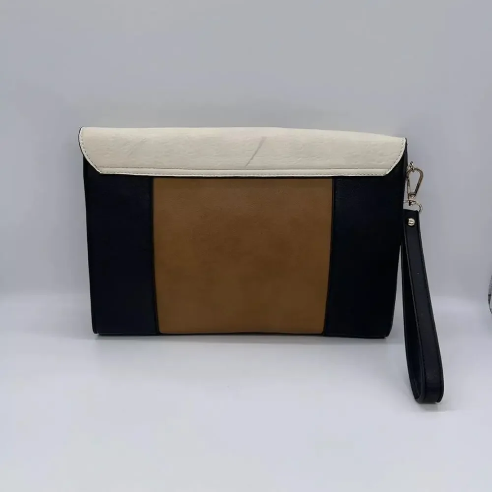 Melie Bianco Black & Brown Clutch Purse